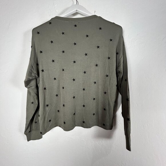 Splendid Women Olive Green Embroidered Star Long Sleeve Crewneck Top XS New $128 - Picture 2 of 8